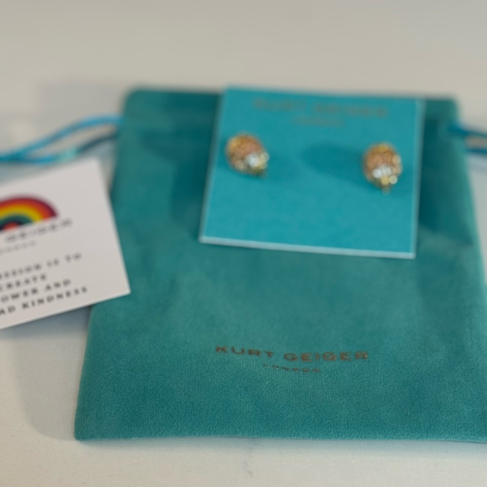NWT KURT GEIGER Eagle HEAD RAINBOW  CRYSTAL EARRINGS! - Picture 4 of 6